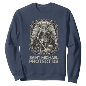 St Michael The Archangel Protect Us Sweatshirt Christian Faith Gift TS12 Navy Print Your Wear