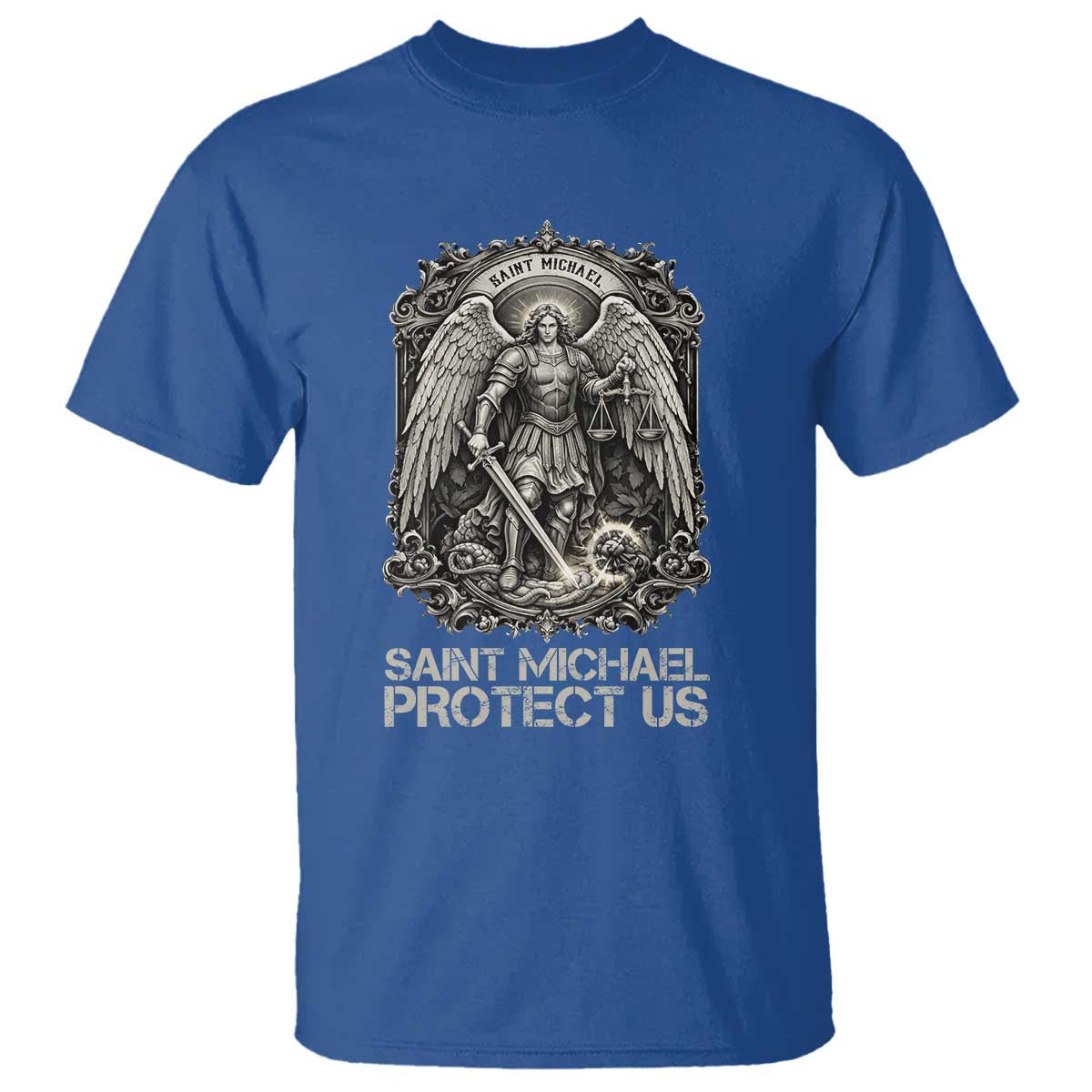 St Michael The Archangel Protect Us T Shirt Christian Faith Gift TS12 Royal Blue Print Your Wear