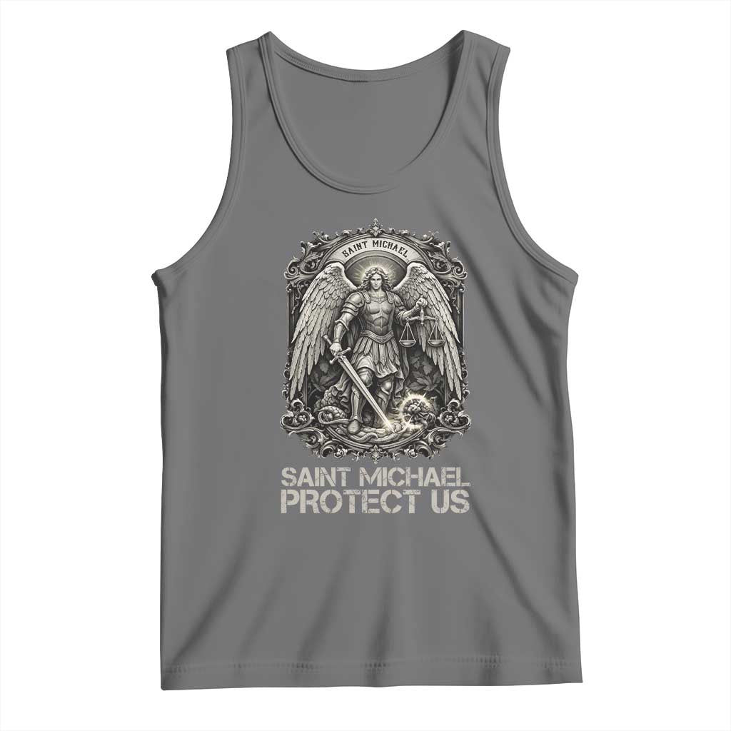 St Michael The Archangel Protect Us Tank Top Christian Faith Gift TS12 Black Heather Print Your Wear