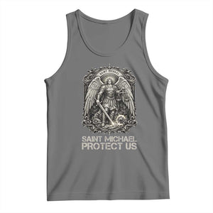 St Michael The Archangel Protect Us Tank Top Christian Faith Gift TS12 Black Heather Print Your Wear