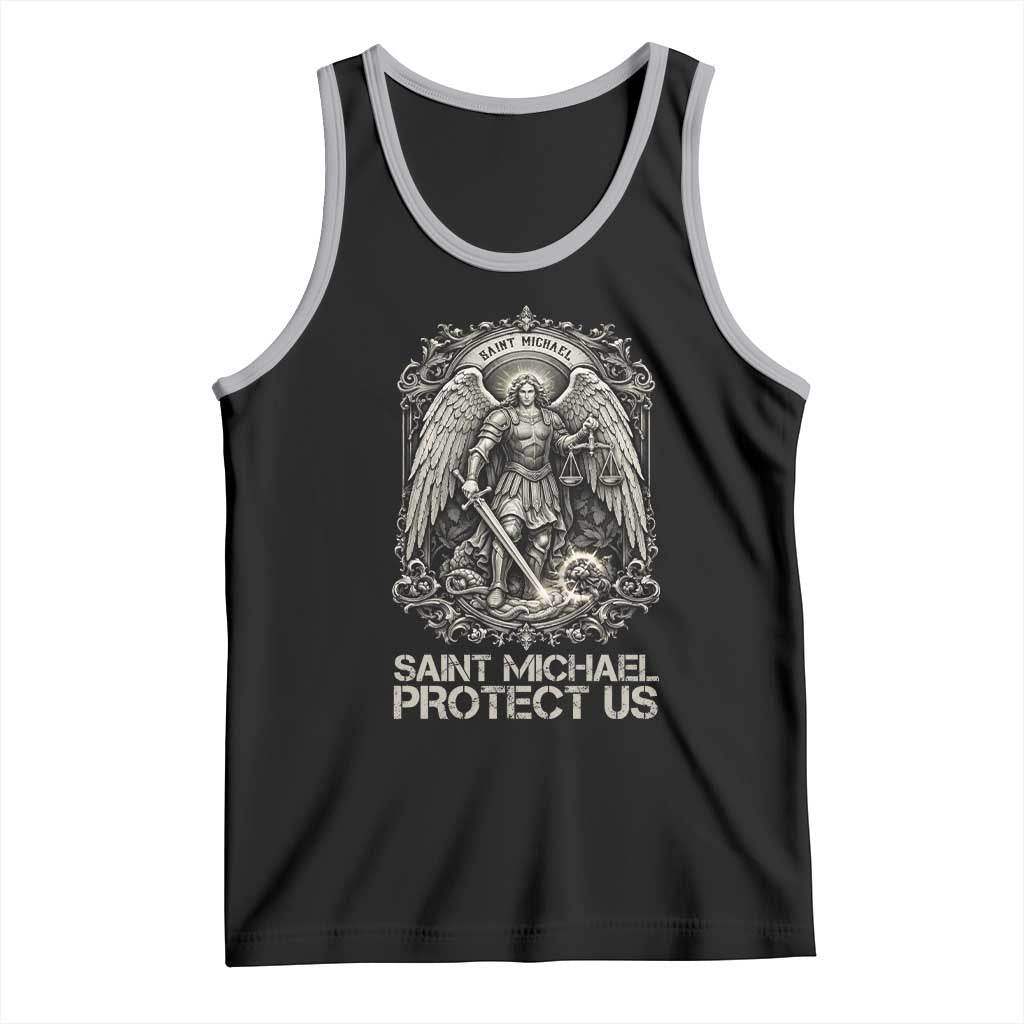 St Michael The Archangel Protect Us Tank Top Christian Faith Gift TS12 Black Athletic Heather Print Your Wear