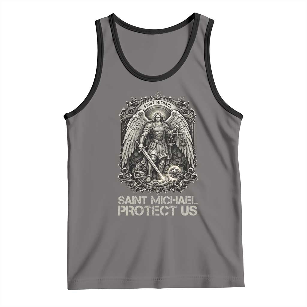 St Michael The Archangel Protect Us Tank Top Christian Faith Gift TS12 Deep Heather Black Print Your Wear