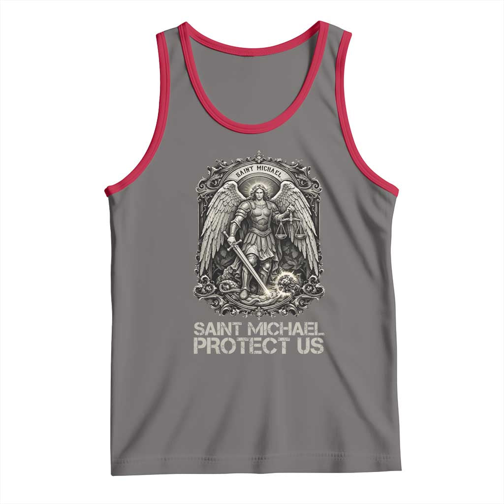 St Michael The Archangel Protect Us Tank Top Christian Faith Gift TS12 Deep Heather Red Print Your Wear