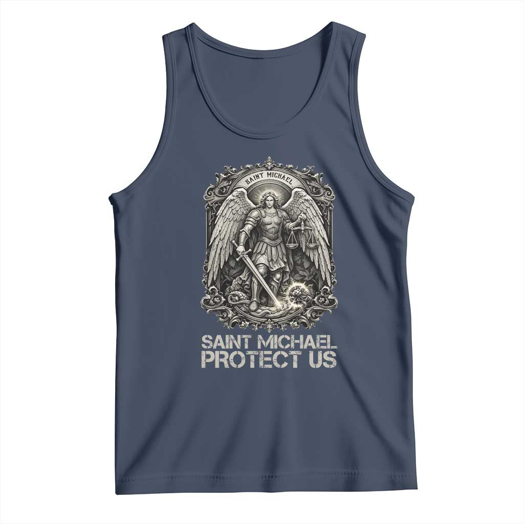 St Michael The Archangel Protect Us Tank Top Christian Faith Gift TS12 Navy Print Your Wear