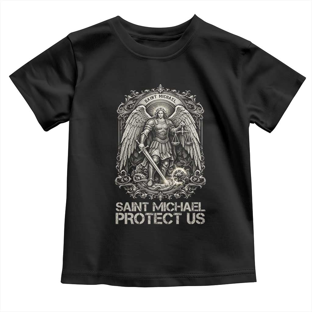 St Michael The Archangel Protect Us Toddler T Shirt Christian Faith Gift TS12 Black Print Your Wear