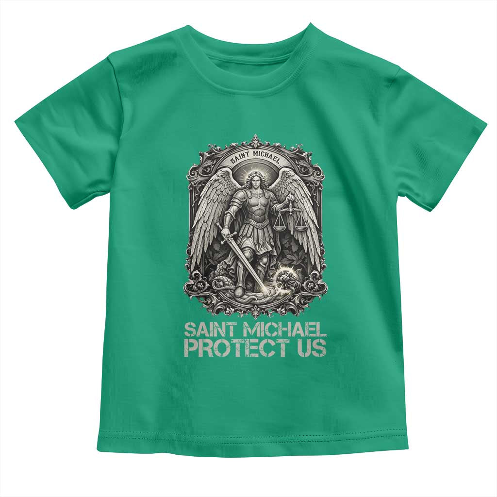 St Michael The Archangel Protect Us Toddler T Shirt Christian Faith Gift TS12 Irish Green Print Your Wear