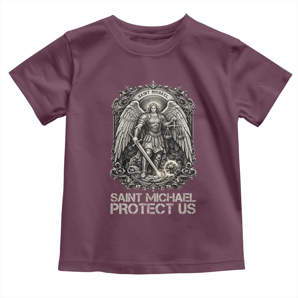 St Michael The Archangel Protect Us Toddler T Shirt Christian Faith Gift TS12 Maroon Print Your Wear