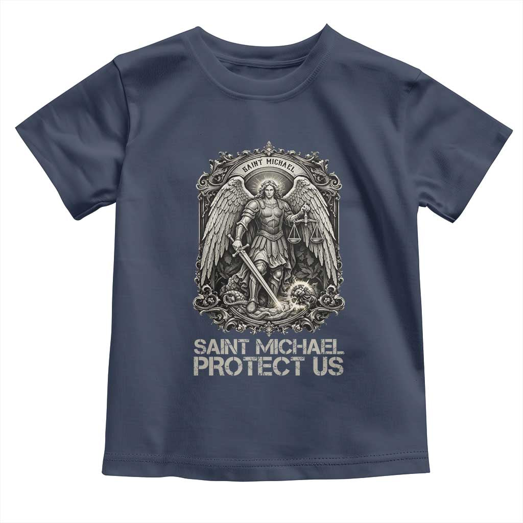 St Michael The Archangel Protect Us Toddler T Shirt Christian Faith Gift TS12 Navy Print Your Wear