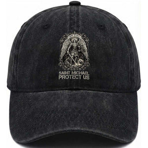 St Michael The Archangel Protect Us Washed Cotton Baseball Cap Christian Faith Gift TS12 Print Your Wear