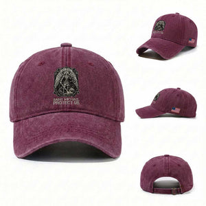 St Michael The Archangel Protect Us Washed Cotton Baseball Cap Christian Faith Gift TS12 Washed Cap Universal Fit Burgundy Print Your Wear
