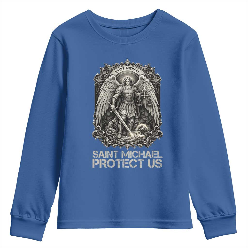 St Michael The Archangel Protect Us Youth Sweatshirt Christian Faith Gift TS12 Royal Blue Print Your Wear