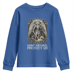 St Michael The Archangel Protect Us Youth Sweatshirt Christian Faith Gift TS12 Royal Blue Print Your Wear