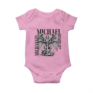 Saint Michael Archangel Defende Nos In Proelio Baby Onesie Christian Faith Gift TS12 Light Pink Print Your Wear