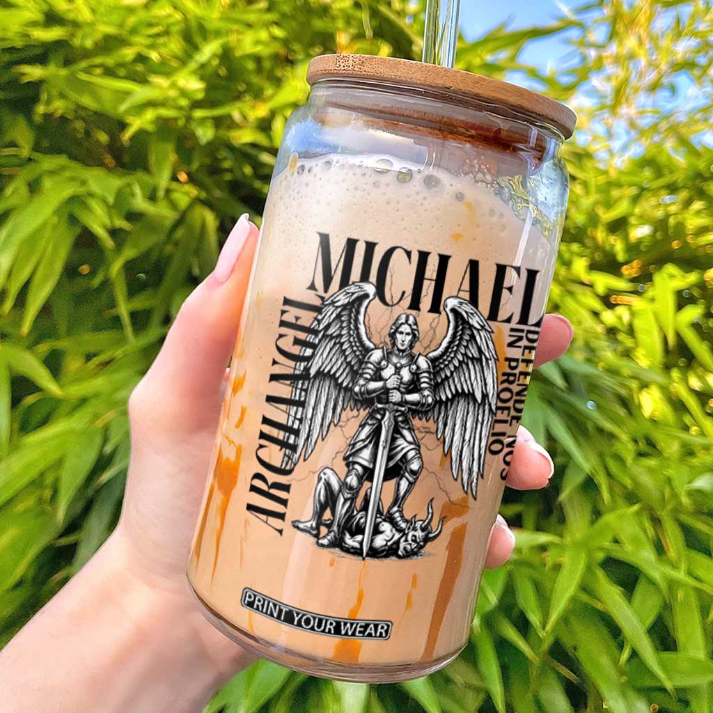 Saint Michael Archangel Defende Nos In Proelio Glass Can Christian Faith Gift TS12 White Print Your Wear