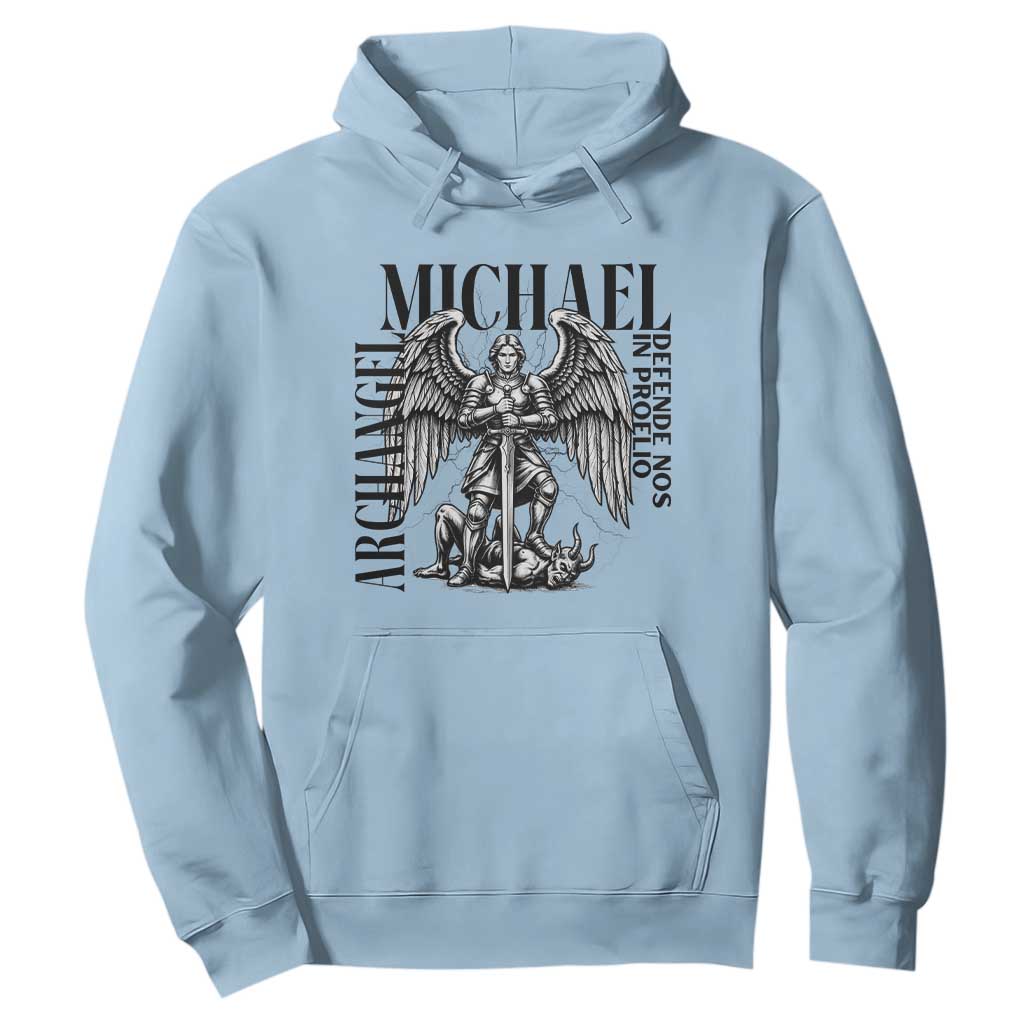 Saint Michael Archangel Defende Nos In Proelio Hoodie Christian Faith Gift TS12 Light Blue Print Your Wear