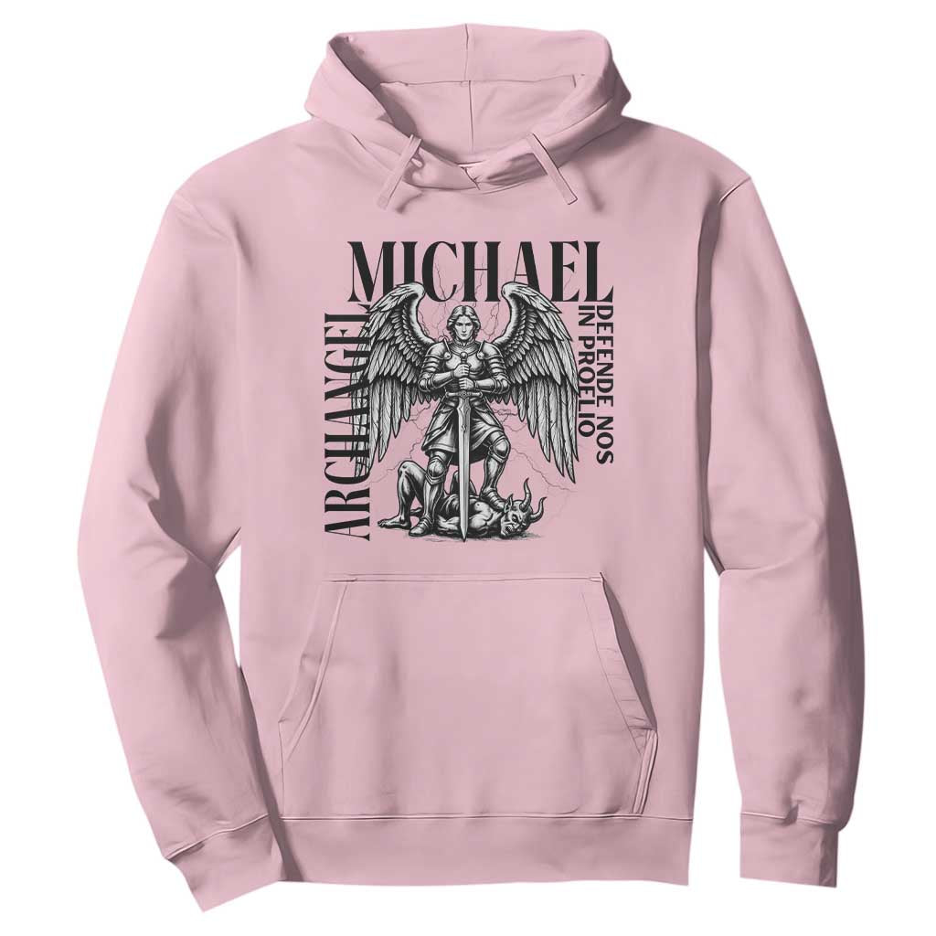 Saint Michael Archangel Defende Nos In Proelio Hoodie Christian Faith Gift TS12 Light Pink Print Your Wear