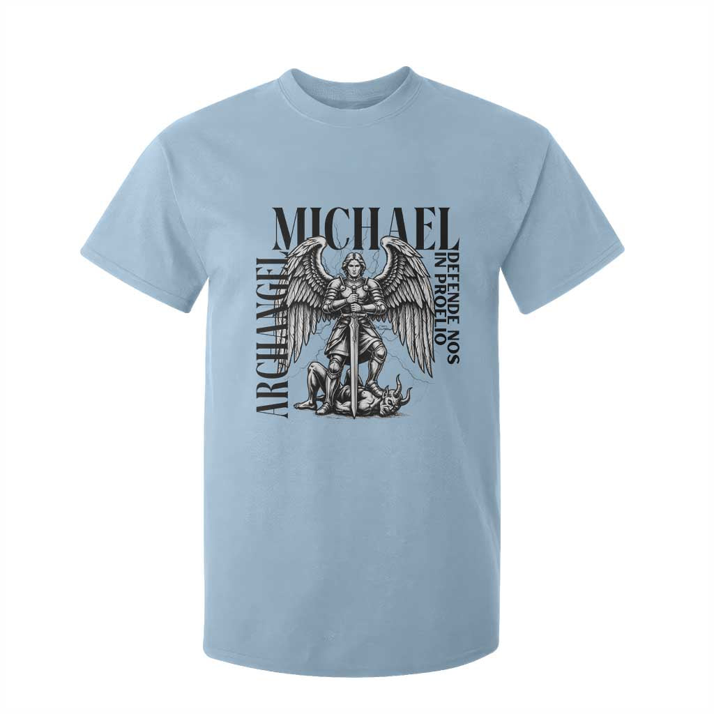 Saint Michael Archangel Defende Nos In Proelio T Shirt For Kid Christian Faith Gift TS12 Light Blue Print Your Wear