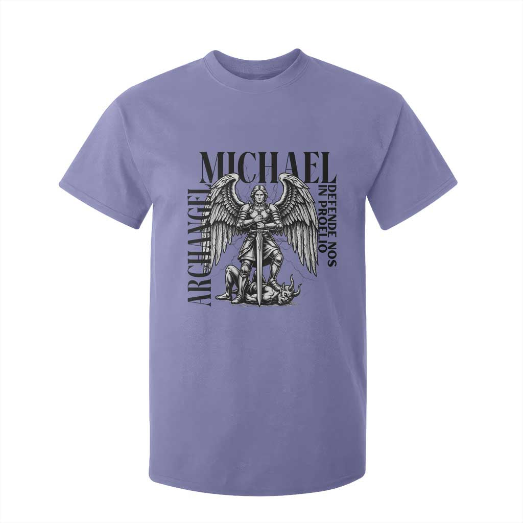 Saint Michael Archangel Defende Nos In Proelio T Shirt For Kid Christian Faith Gift TS12 Violet Print Your Wear