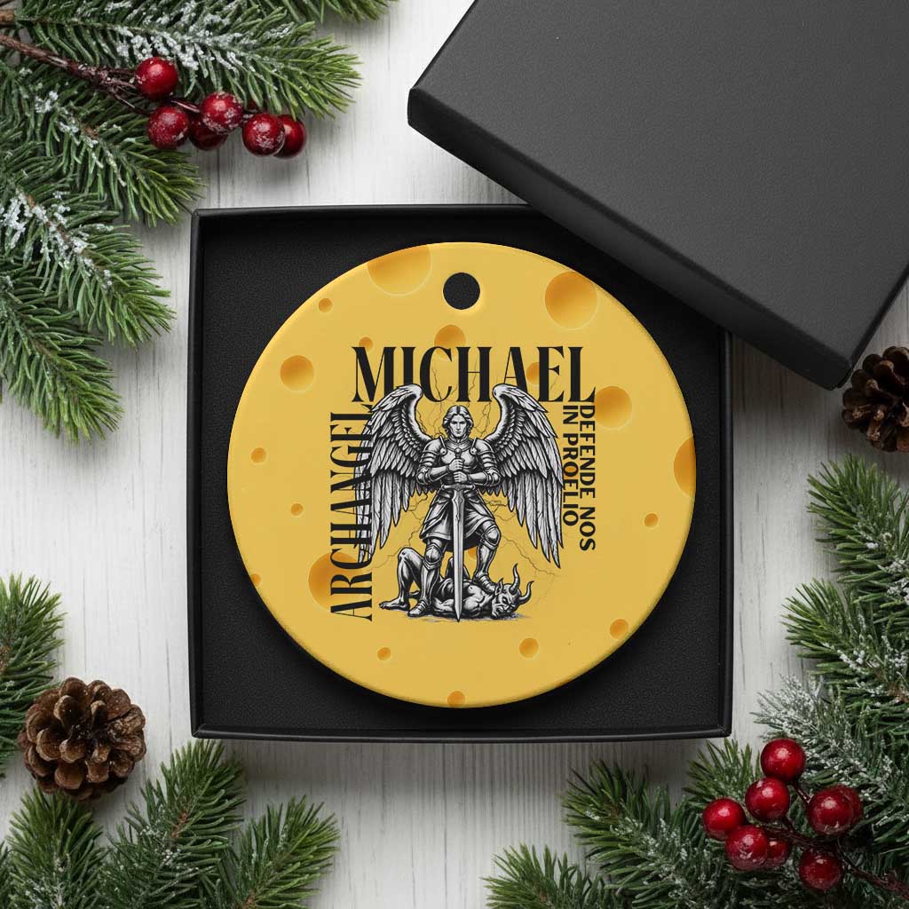 Saint Michael Archangel Defende Nos In Proelio Ceramic Ornament Christian Faith Gift TS12 1pc Yellow Cheese Print Your Wear