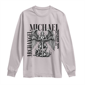 Saint Michael Archangel Defende Nos In Proelio Long Sleeve Shirt Christian Faith Gift TS12 Ice Gray Print Your Wear