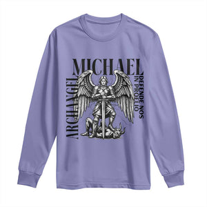 Saint Michael Archangel Defende Nos In Proelio Long Sleeve Shirt Christian Faith Gift TS12 Violet Print Your Wear