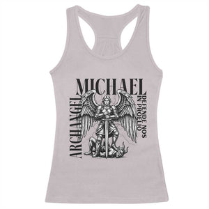 Saint Michael Archangel Defende Nos In Proelio Racerback Tank Top Christian Faith Gift TS12 Ice Gray Print Your Wear