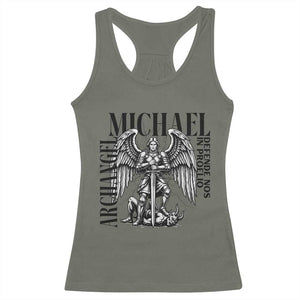 Saint Michael Archangel Defende Nos In Proelio Racerback Tank Top Christian Faith Gift TS12 Military Green Print Your Wear