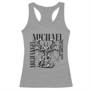 Saint Michael Archangel Defende Nos In Proelio Racerback Tank Top Christian Faith Gift TS12 Sport Gray Print Your Wear