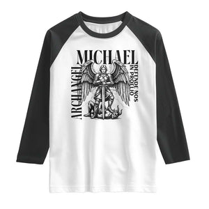 Saint Michael Archangel Defende Nos In Proelio Raglan Shirt Christian Faith Gift TS12 White Black Print Your Wear