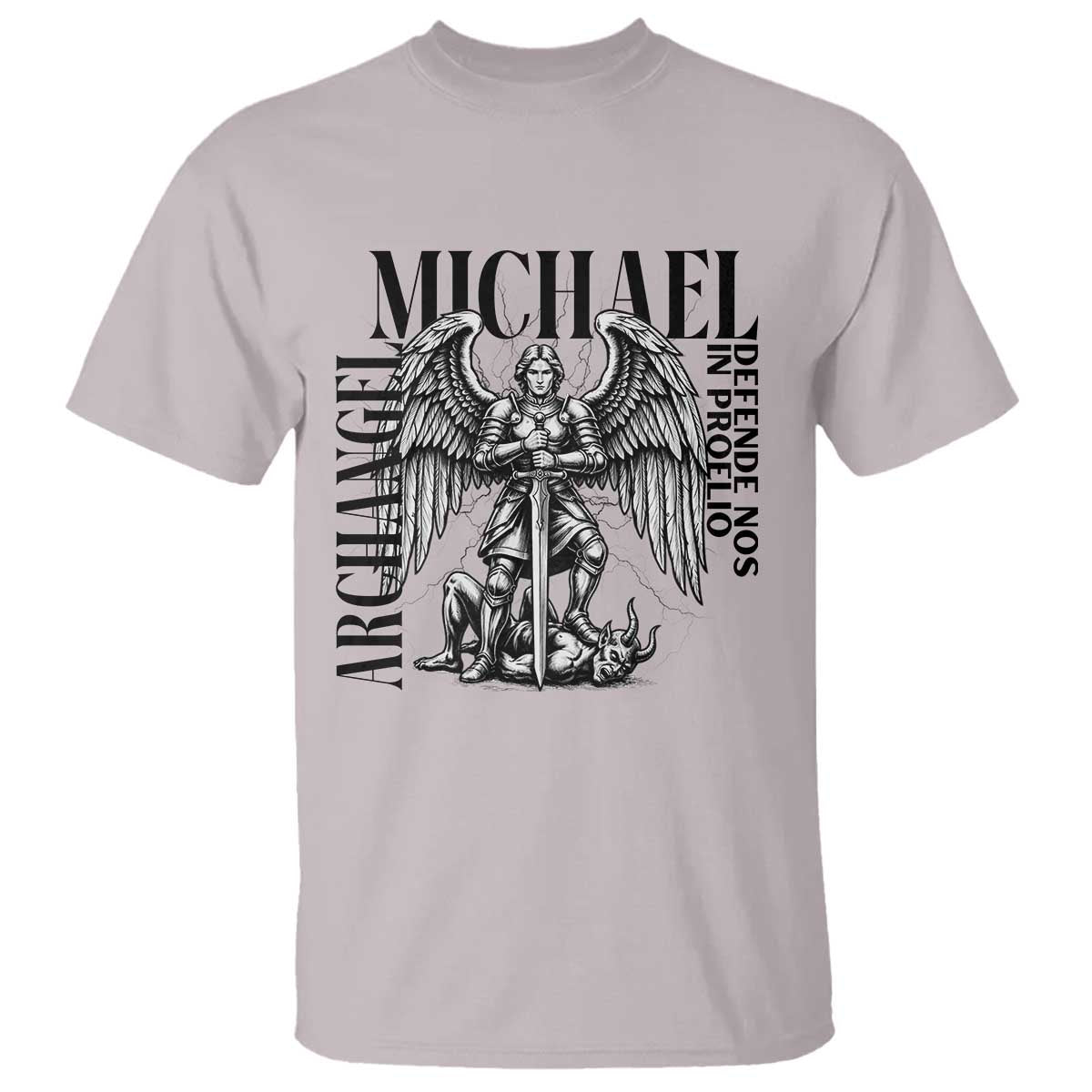 Saint Michael Archangel Defende Nos In Proelio T Shirt Christian Faith Gift TS12 Ice Gray Print Your Wear