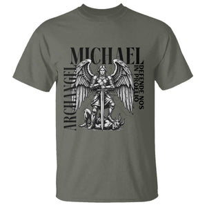 Saint Michael Archangel Defende Nos In Proelio T Shirt Christian Faith Gift TS12 Military Green Print Your Wear