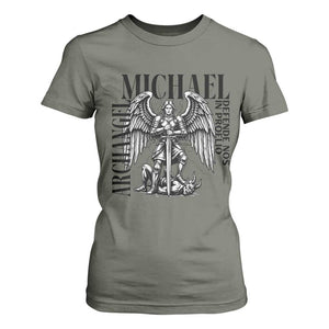 Saint Michael Archangel Defende Nos In Proelio T Shirt For Women Christian Faith Gift TS12 Military Green Print Your Wear