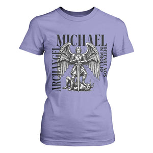 Saint Michael Archangel Defende Nos In Proelio T Shirt For Women Christian Faith Gift TS12 Violet Print Your Wear