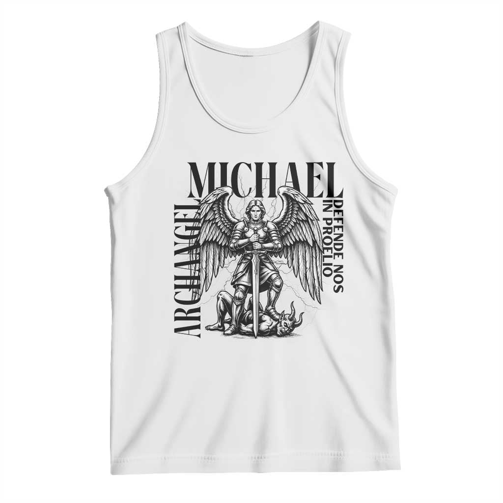Saint Michael Archangel Defende Nos In Proelio Tank Top Christian Faith Gift TS12 White Print Your Wear