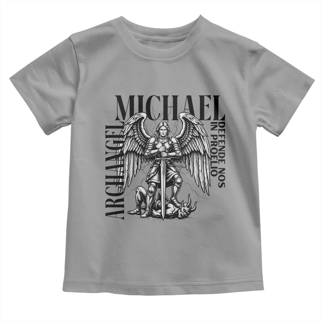 Saint Michael Archangel Defende Nos In Proelio Toddler T Shirt Christian Faith Gift TS12 Sport Gray Print Your Wear