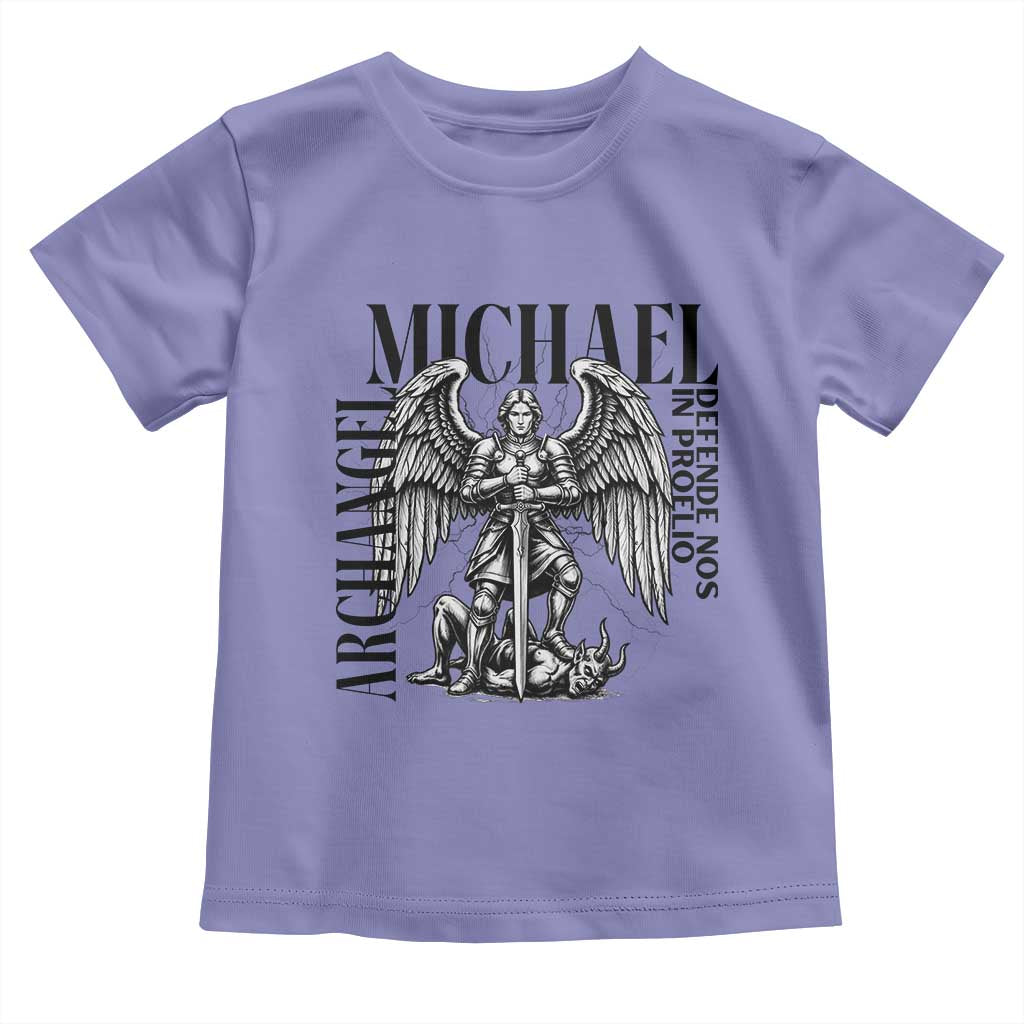 Saint Michael Archangel Defende Nos In Proelio Toddler T Shirt Christian Faith Gift TS12 Violet Print Your Wear