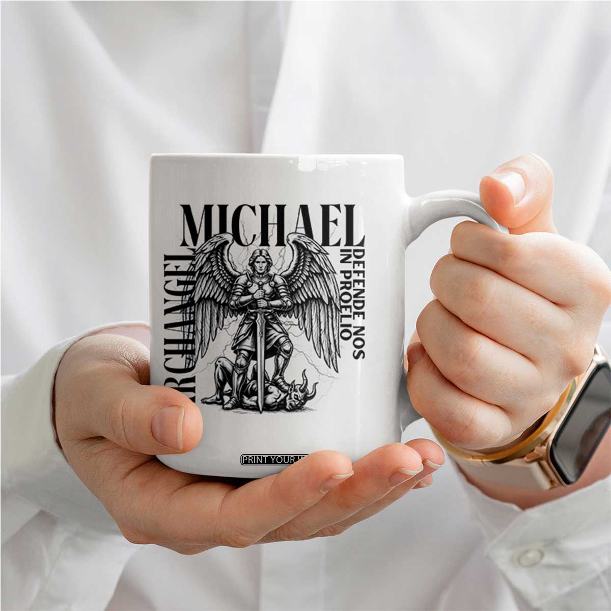 Saint Michael Archangel Defende Nos In Proelio Coffee Mug Christian Faith Gift TS12 Print Your Wear