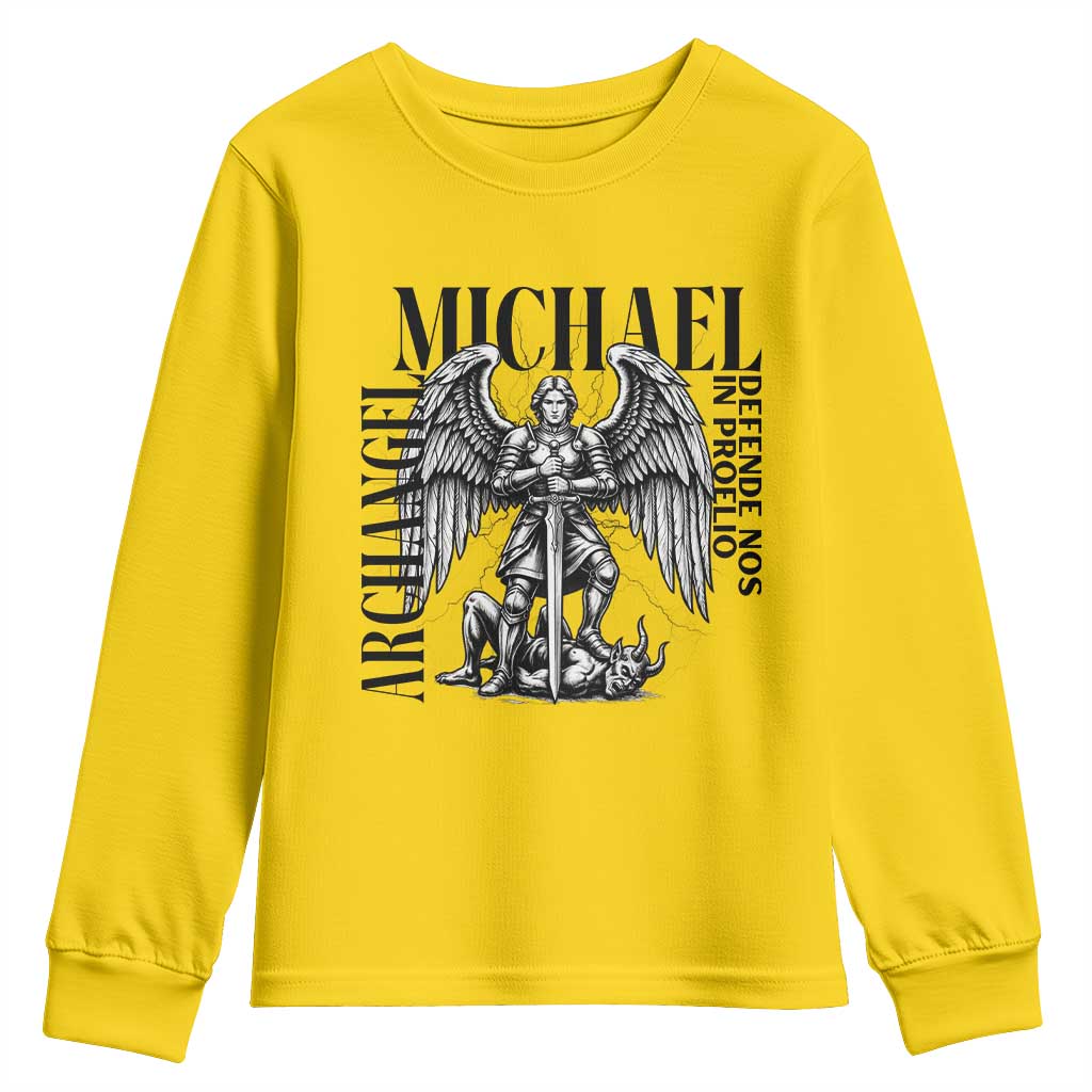 Saint Michael Archangel Defende Nos In Proelio Youth Sweatshirt Christian Faith Gift TS12 Daisy Print Your Wear