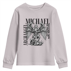 Saint Michael Archangel Defende Nos In Proelio Youth Sweatshirt Christian Faith Gift TS12 Ice Gray Print Your Wear