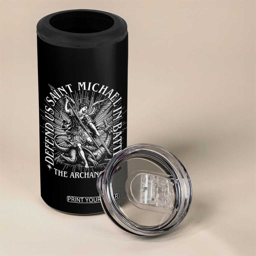 Saint Michael Defend Us In Battle 4 in 1 Can Cooler Tumbler Catholic Protection Gift TS12 Print Your Wear