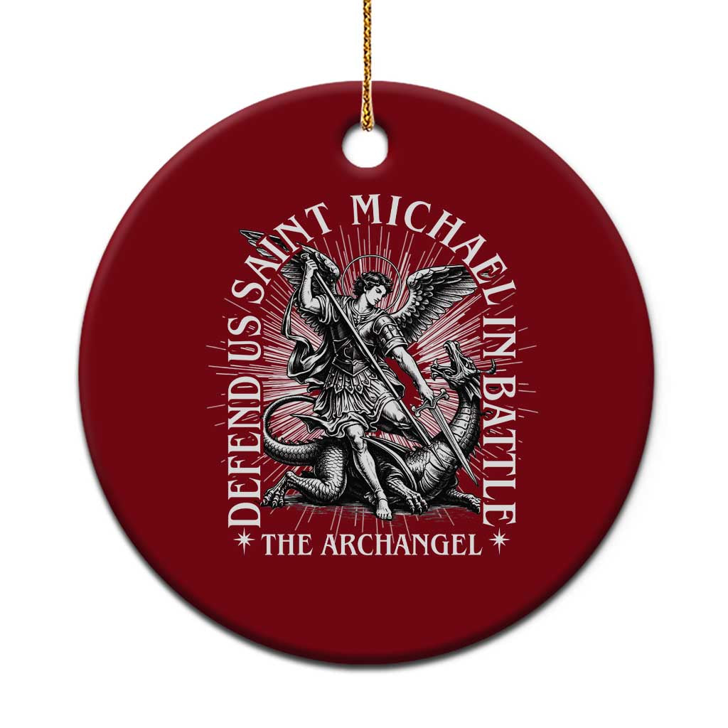 Saint Michael Defend Us In Battle Ceramic Ornament Catholic Protection Gift TS12 1pc Red Print Your Wear
