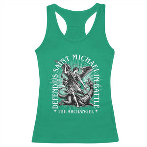 Saint Michael Defend Us In Battle Racerback Tank Top Catholic Protection Gift TS12 Irish Green Print Your Wear