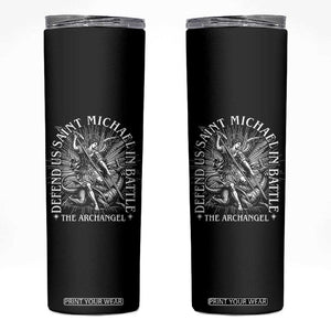 Saint Michael Defend Us In Battle Skinny Tumbler Catholic Protection Gift TS12 Black Print Your Wear
