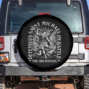 Saint Michael Defend Us In Battle Spare Tire Cover Catholic Protection Gift TS12 No hole Black Print Your Wear