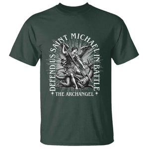 Saint Michael Defend Us In Battle T Shirt Catholic Protection Gift TS12 Dark Forest Green Print Your Wear