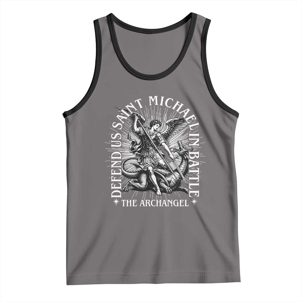 Saint Michael Defend Us In Battle Tank Top Catholic Protection Gift TS12 Deep Heather Black Print Your Wear