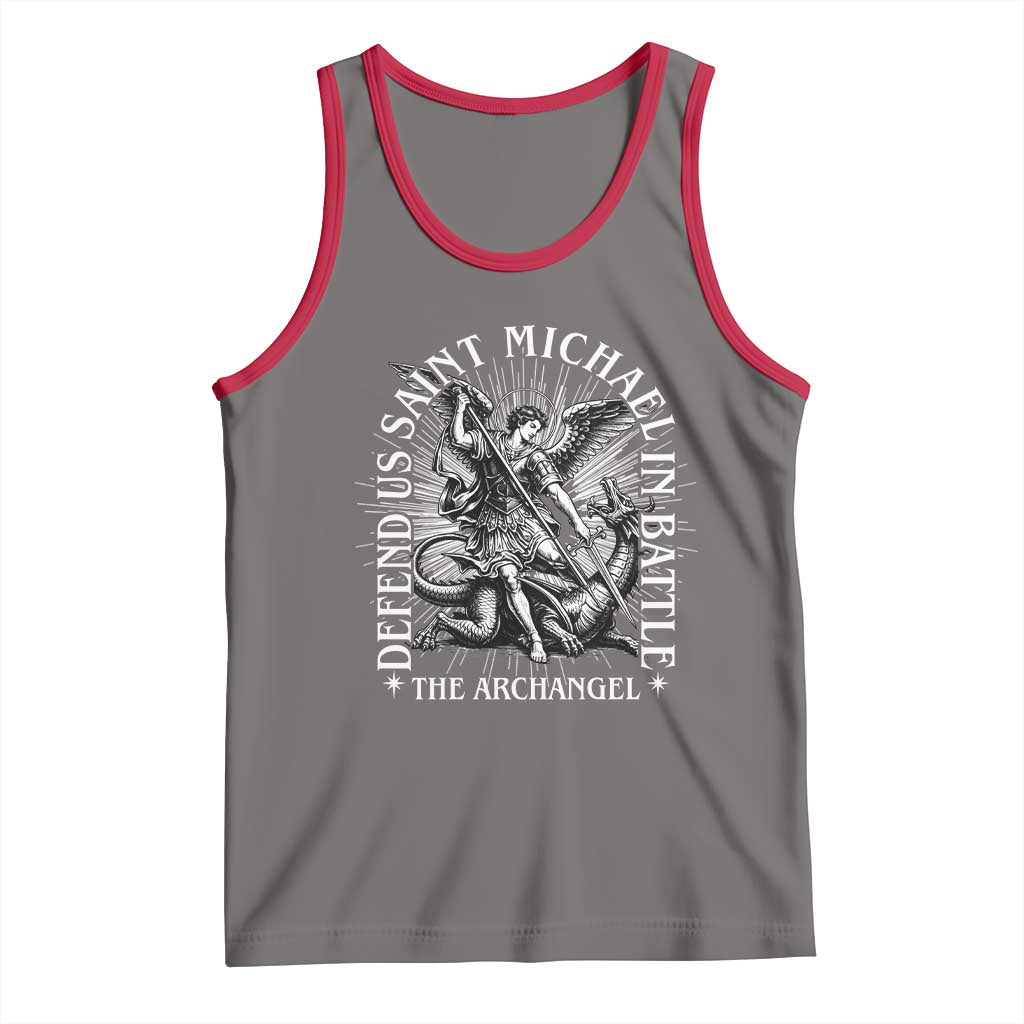 Saint Michael Defend Us In Battle Tank Top Catholic Protection Gift TS12 Deep Heather Red Print Your Wear