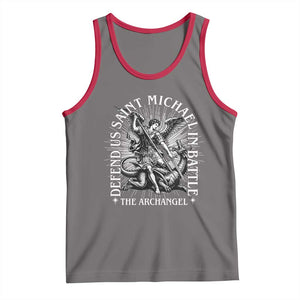 Saint Michael Defend Us In Battle Tank Top Catholic Protection Gift TS12 Deep Heather Red Print Your Wear