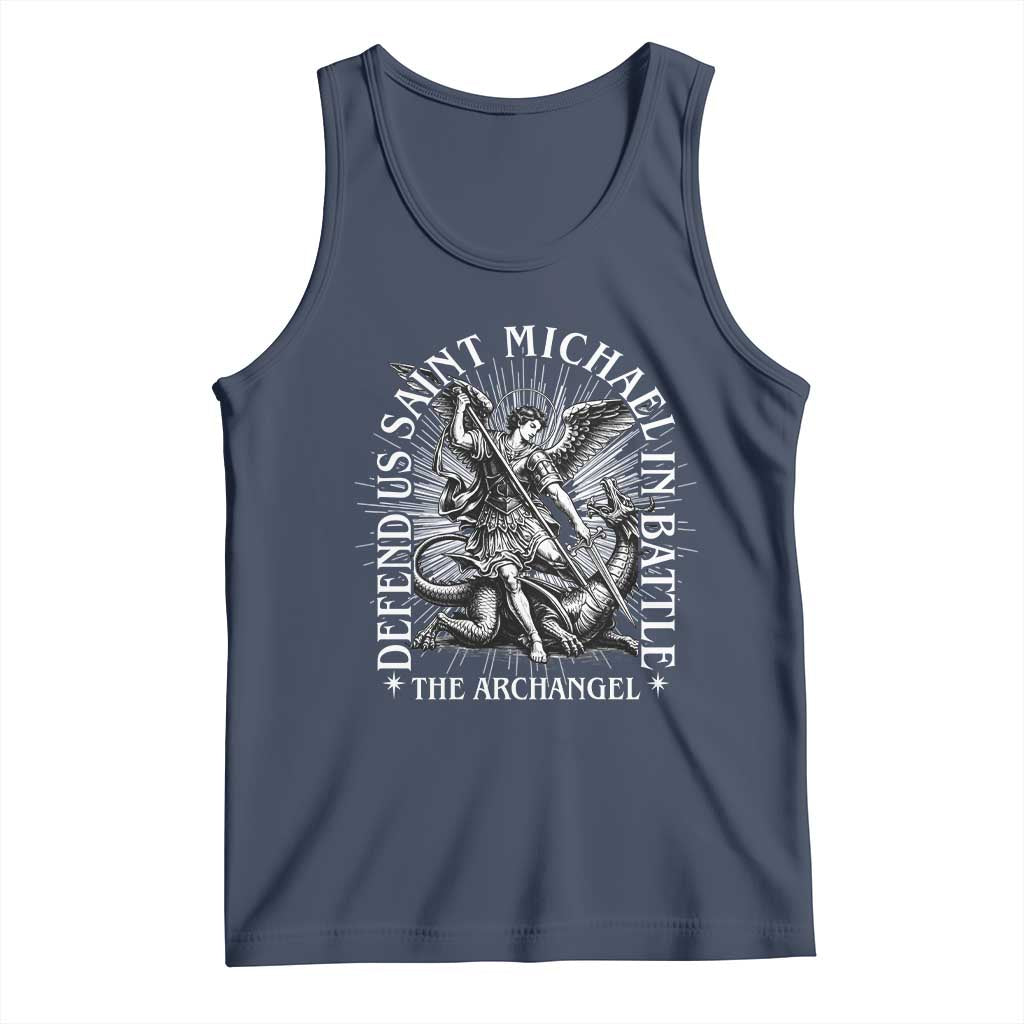 Saint Michael Defend Us In Battle Tank Top Catholic Protection Gift TS12 Navy Print Your Wear