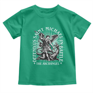 Saint Michael Defend Us In Battle Toddler T Shirt Catholic Protection Gift TS12 Irish Green Print Your Wear